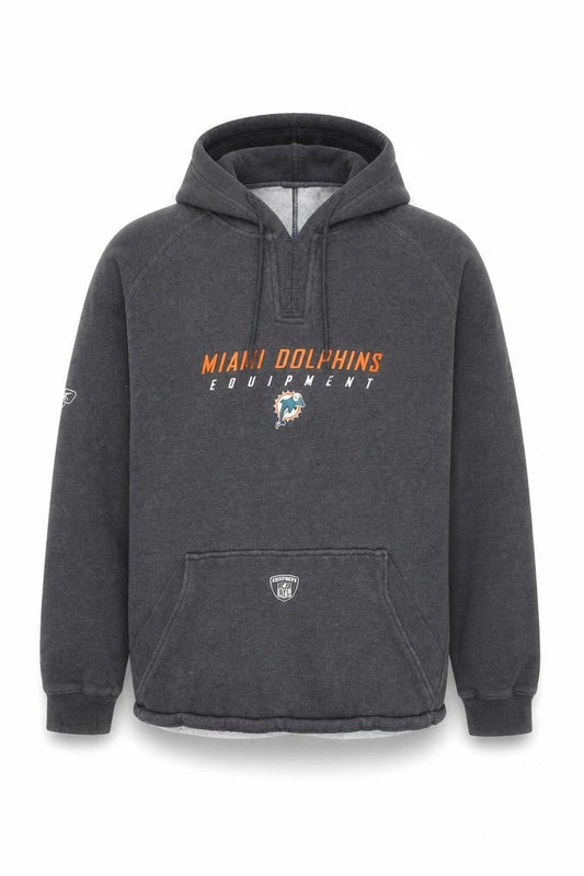 Reebok Men’s Grey Miami Dolphins Pullover Hoodie Size L Sports NFL