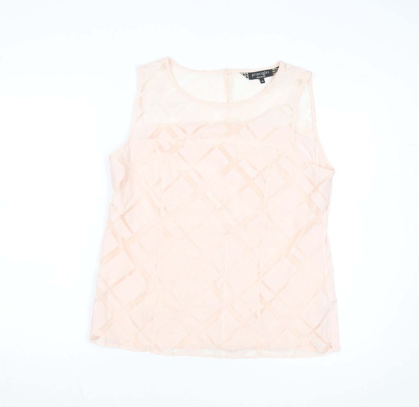 Principles by Ben de Lisi Women's Beige Sleeveless Geometric Blouse Size 16