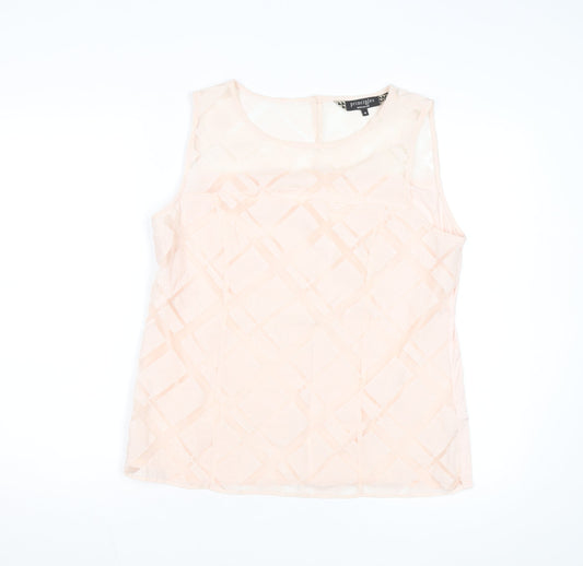 Principles by Ben de Lisi Women's Beige Sleeveless Geometric Blouse Size 16