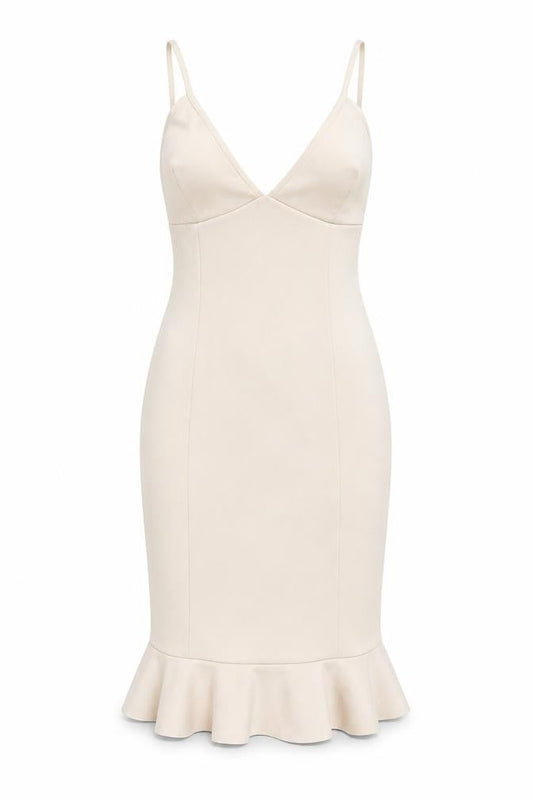 In The Style Women Beige Bodycon Knee Length Dress Size 8