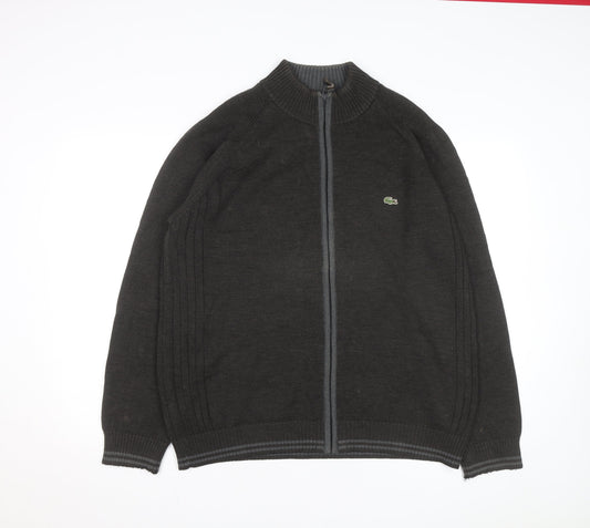 Lacoste Men’s Black Wool Full Zip High Neck Jumper 2XL