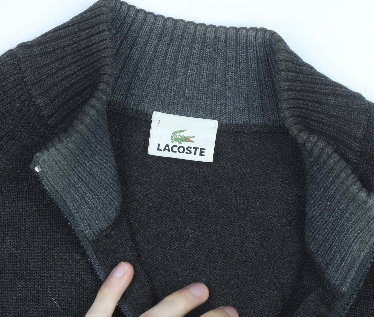 Lacoste Men’s Black Wool Full Zip High Neck Jumper 2XL