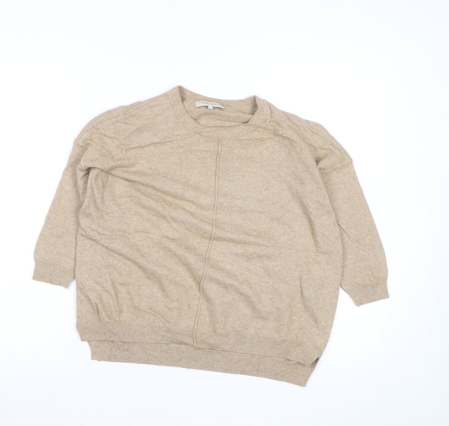 Great Plains Women's Beige Wool Cashmere 3/4 Sleeve Knit Sweater XS