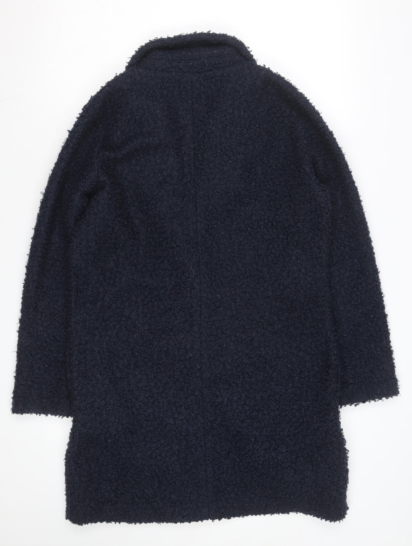 Tu Women Blue Boucle Mid-Length Overcoat Size 8