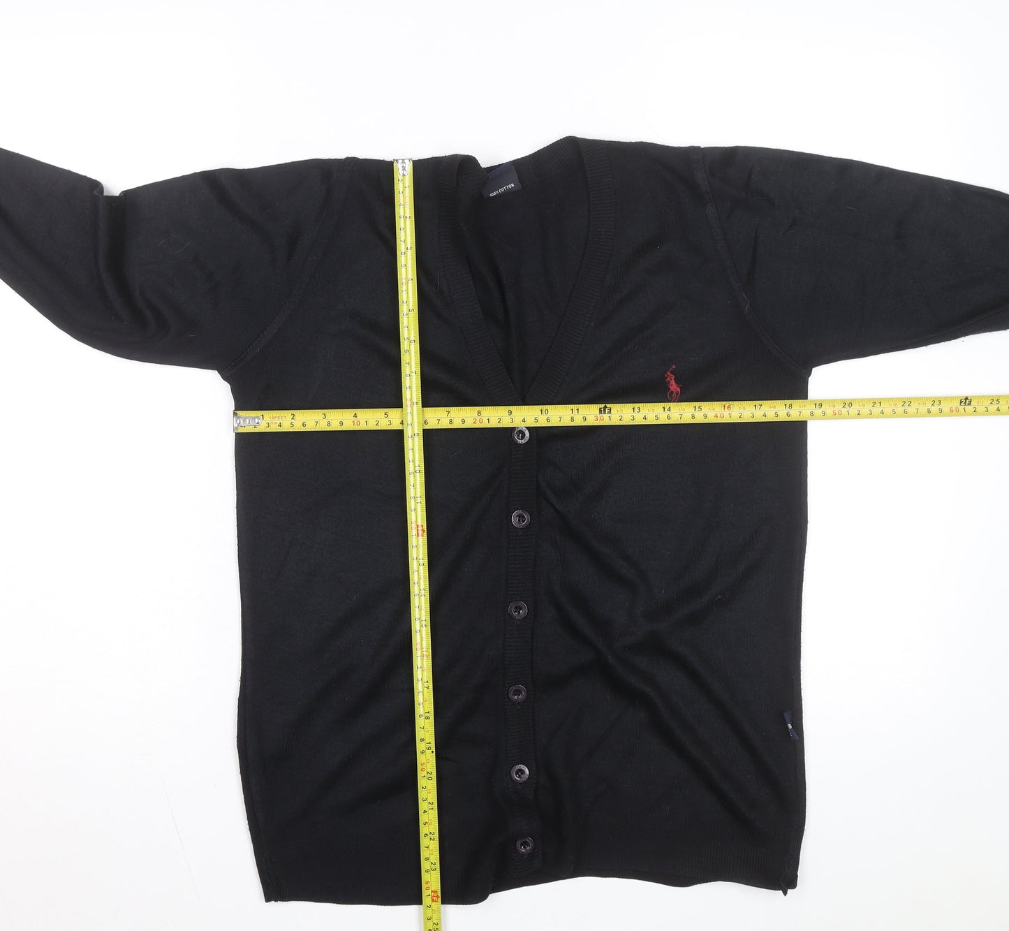 Ralph Lauren Men's Black Cotton V-Neck Cardigan M