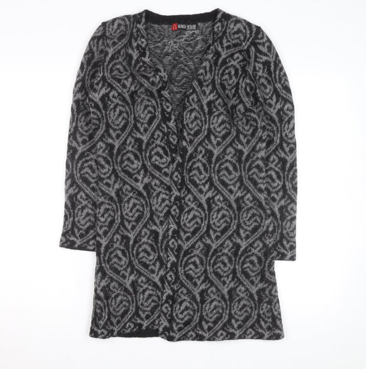 Alpaca Fashion Women's Grey Geometric Long Sleeve Cardigan M