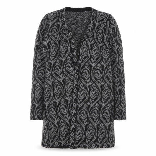 Alpaca Fashion Women's Grey Geometric Long Sleeve Cardigan M