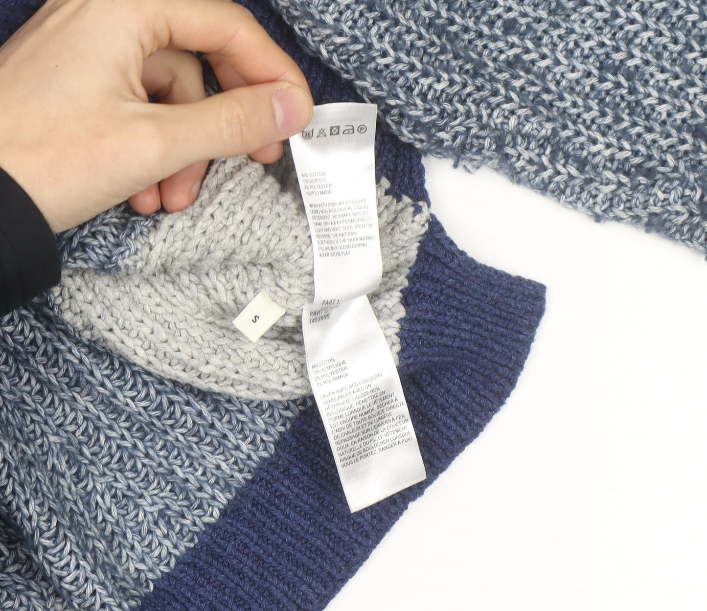 Whistles Women's Blue Chunky High Neck Knit Jumper Size S