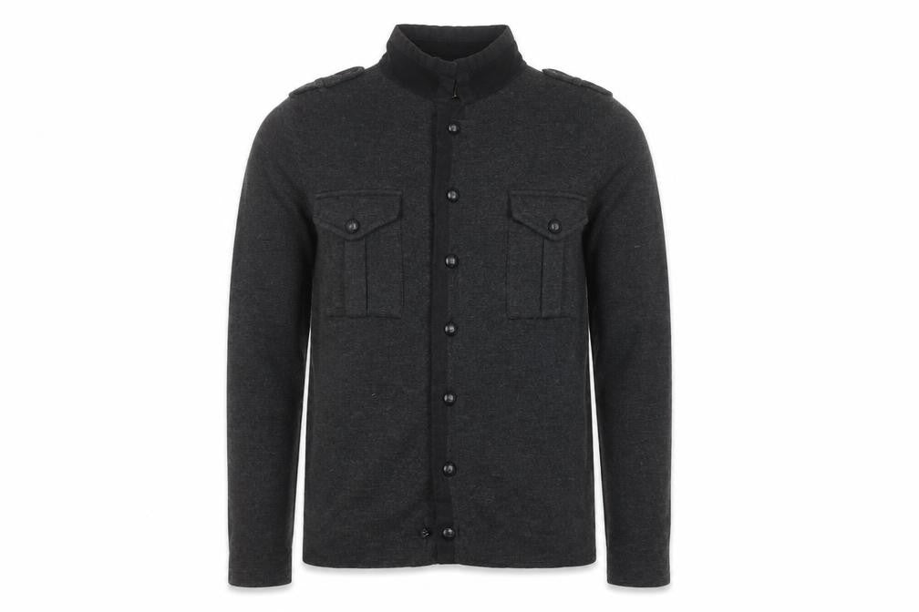 Zara Man Grey Wool Blend Button Cardigan High Neck Size M