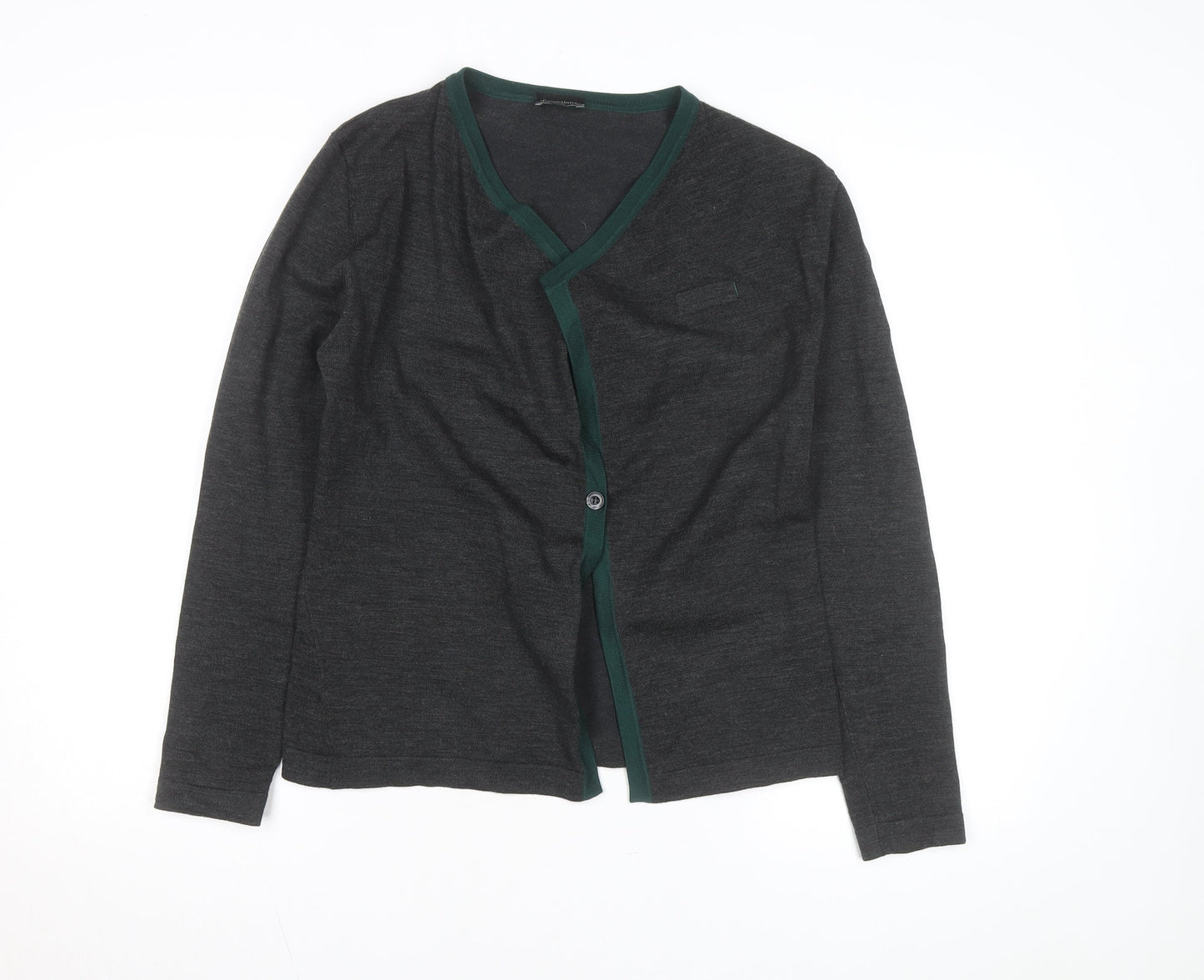Dimensions Womens Grey V-Neck Long Sleeve Cardigan Size 10