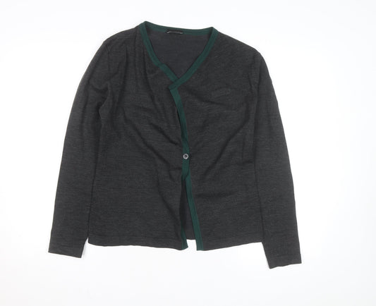 Dimensions Womens Grey V-Neck Long Sleeve Cardigan Size 10
