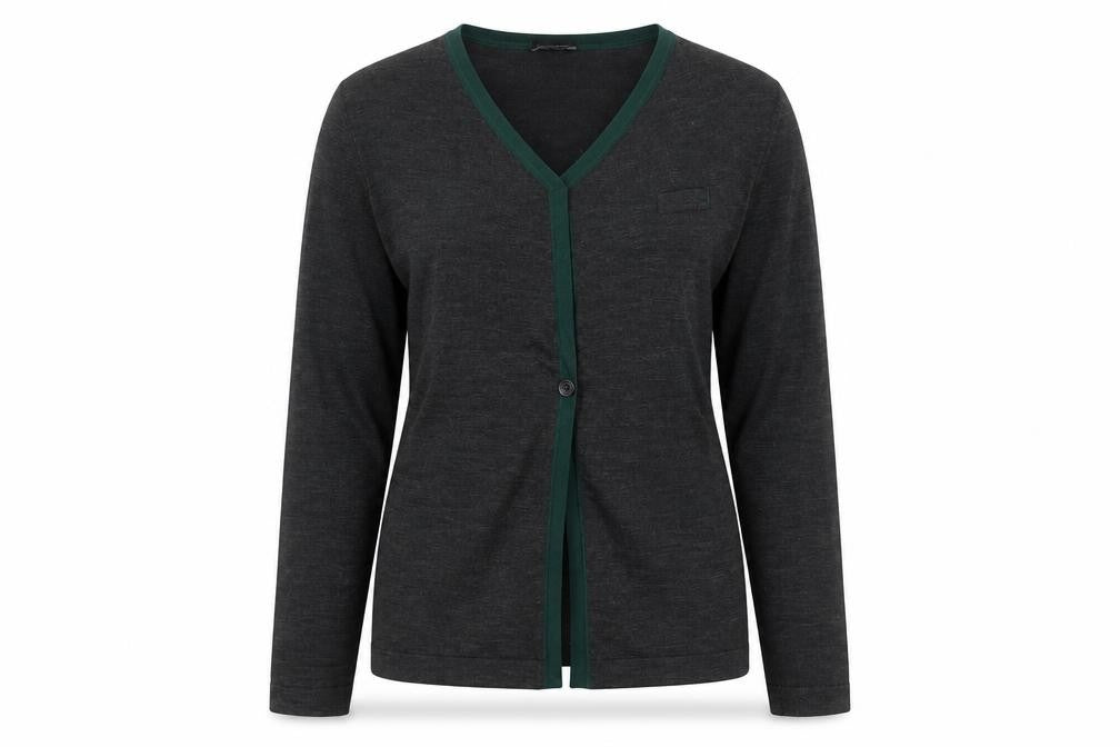 Dimensions Womens Grey V-Neck Long Sleeve Cardigan Size 10
