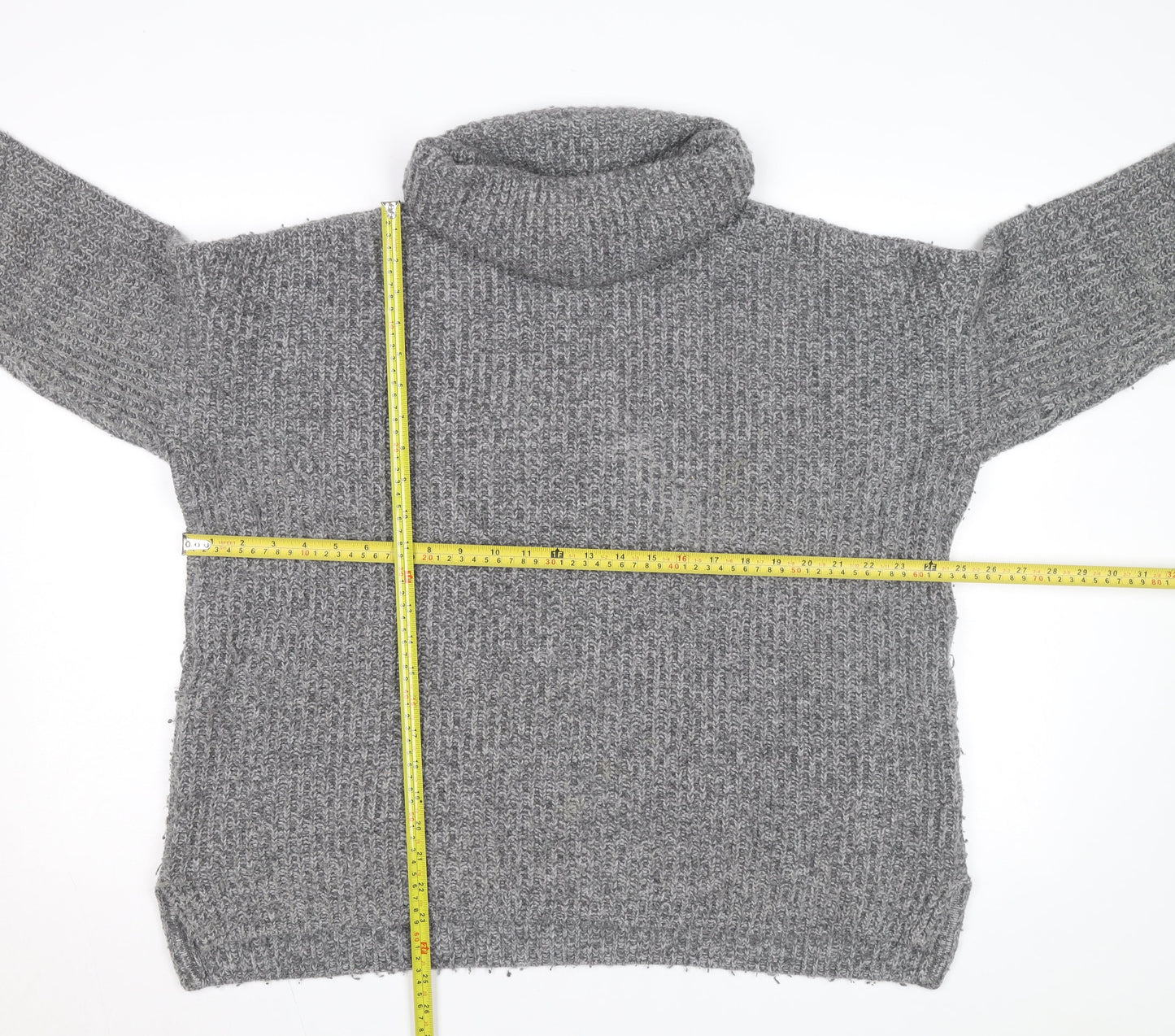 Crew Clothing Women’s Grey Roll Neck Chunky Knit Jumper Size 16