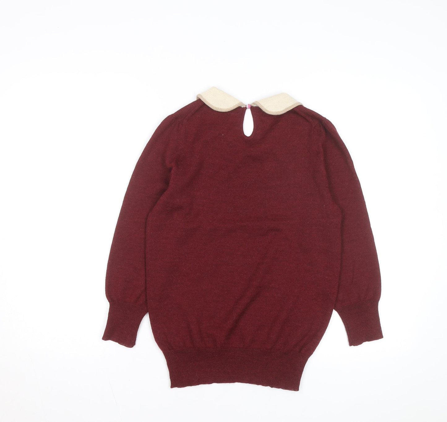J.Crew Womens Red Collared Merino Wool Jumper XS