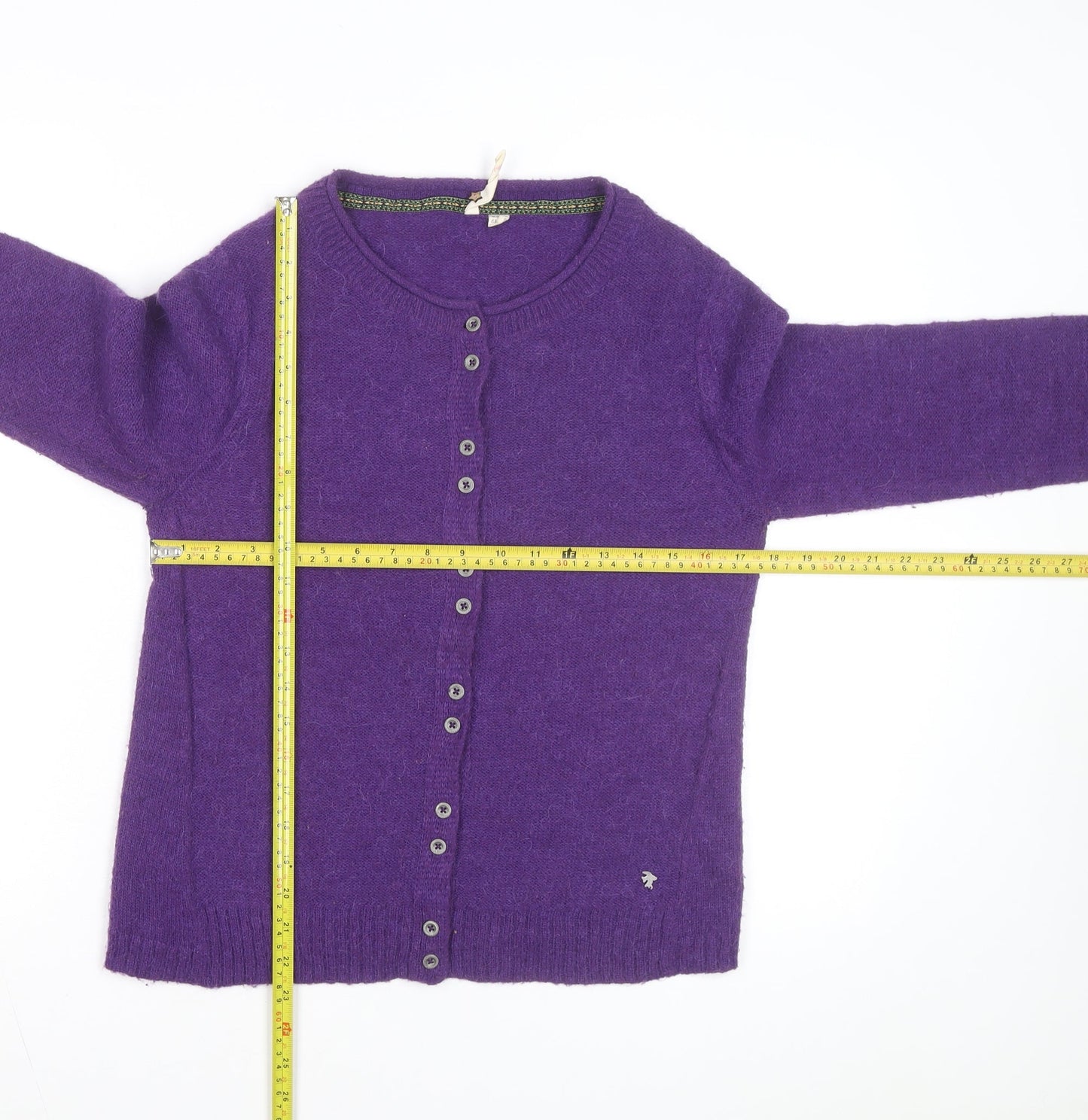 White Stuff Women's Purple Wool Blend Knit Cardigan Size 12