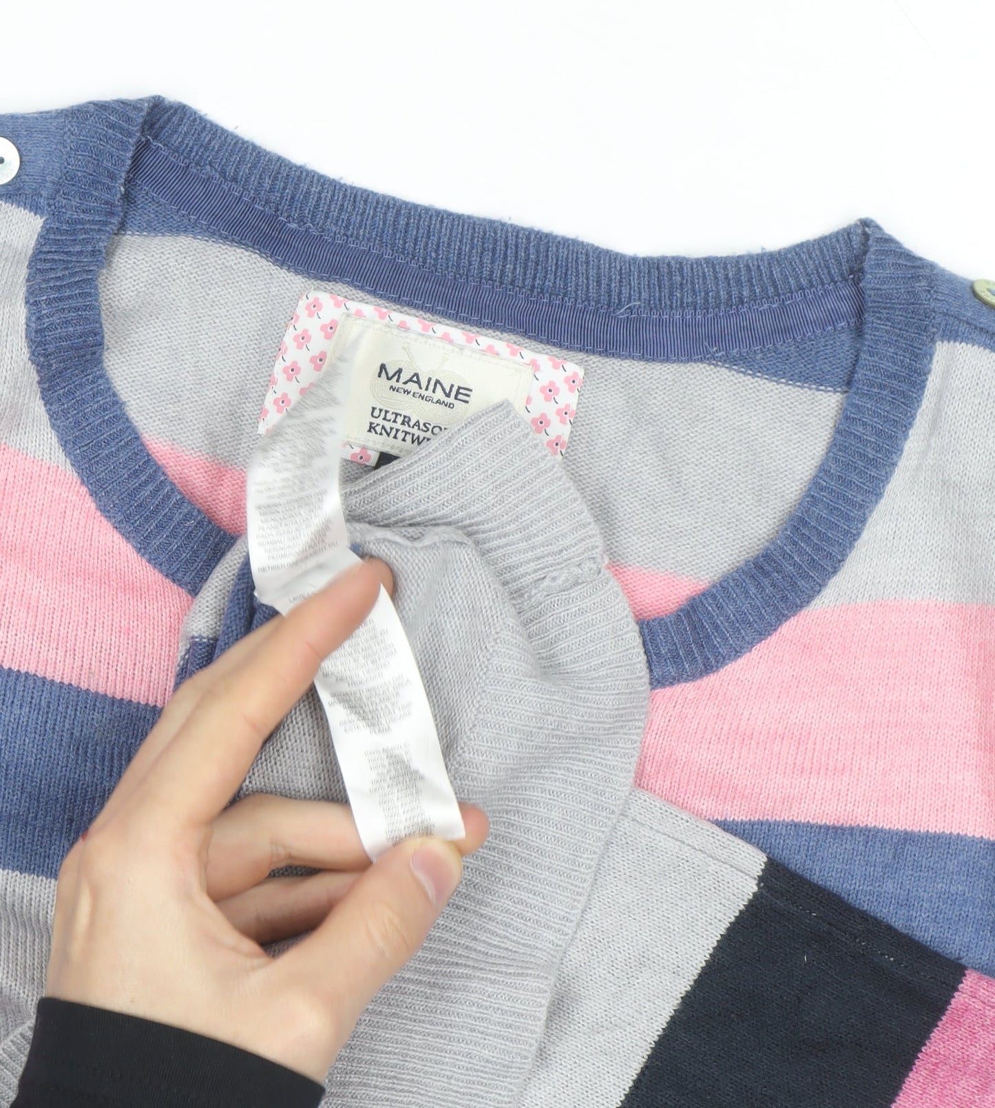 Maine New England Women's Multicoloured Striped Jumper Size 12