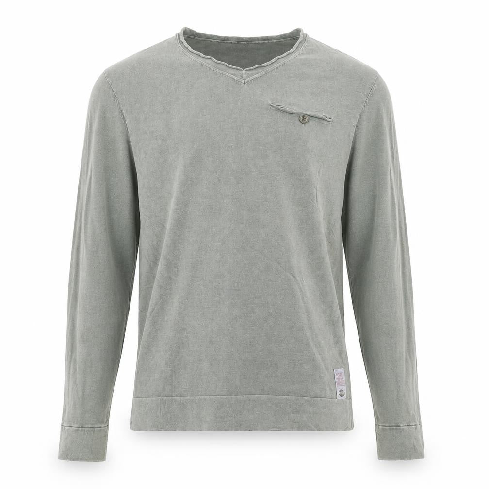 Replay Men's Green Long Sleeve V-Neck Cotton Casual Top M