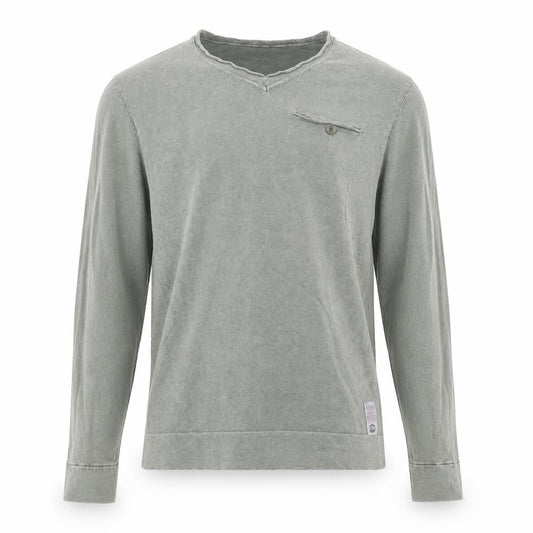 Replay Men's Green Long Sleeve V-Neck Cotton Casual Top M