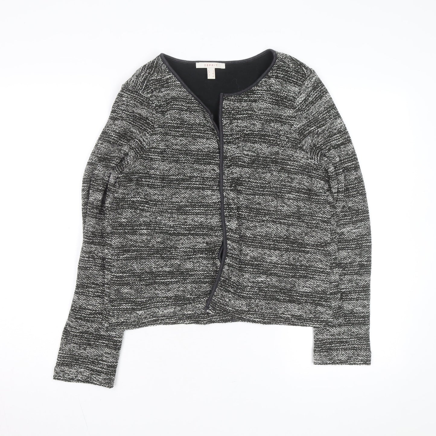 Esprit Womens Grey Knit Open Cardigan L Long Sleeve Casual