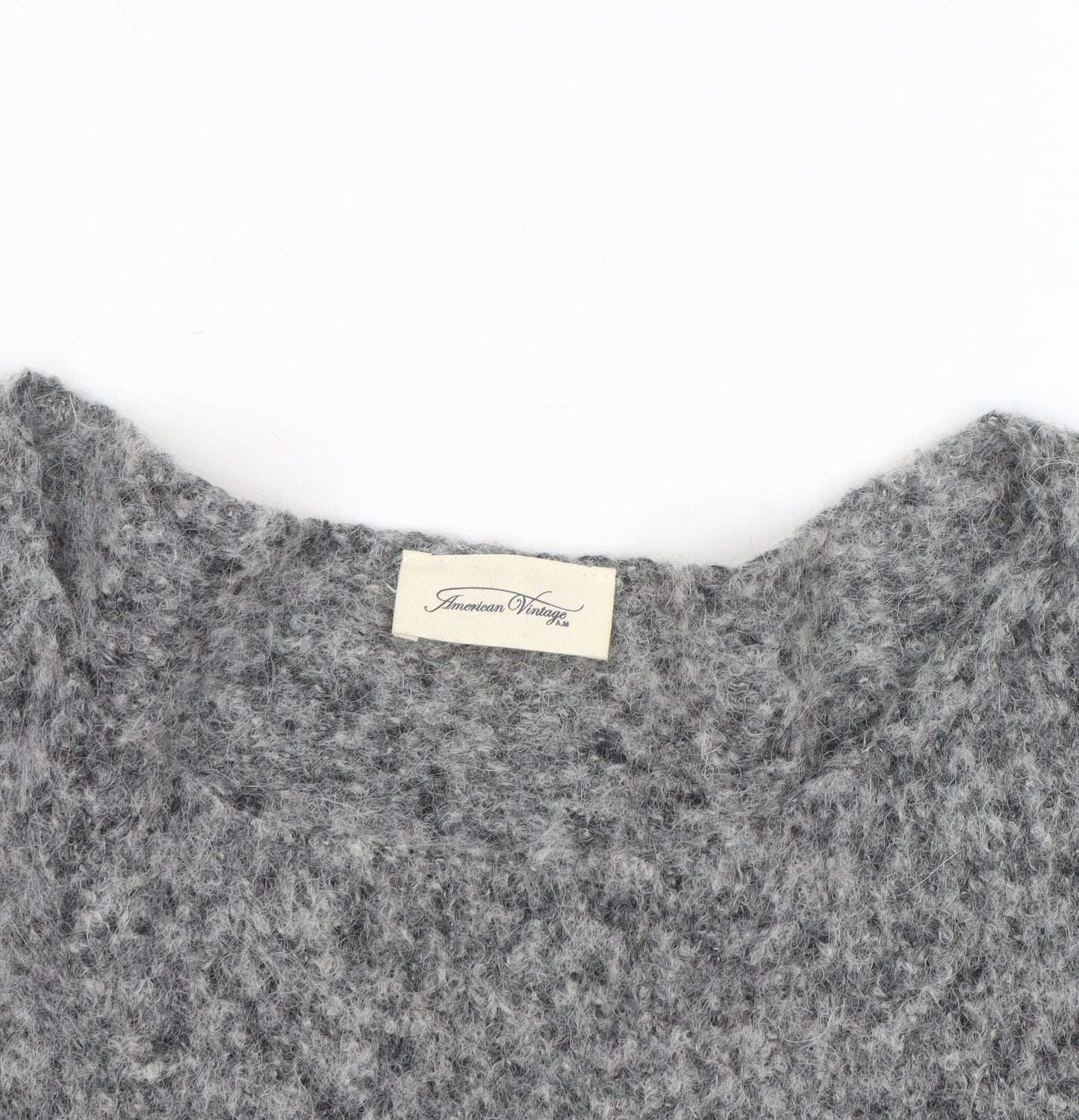 American Vintage Womens Grey Alpaca Wool Blend Relaxed Pullover Jumper L