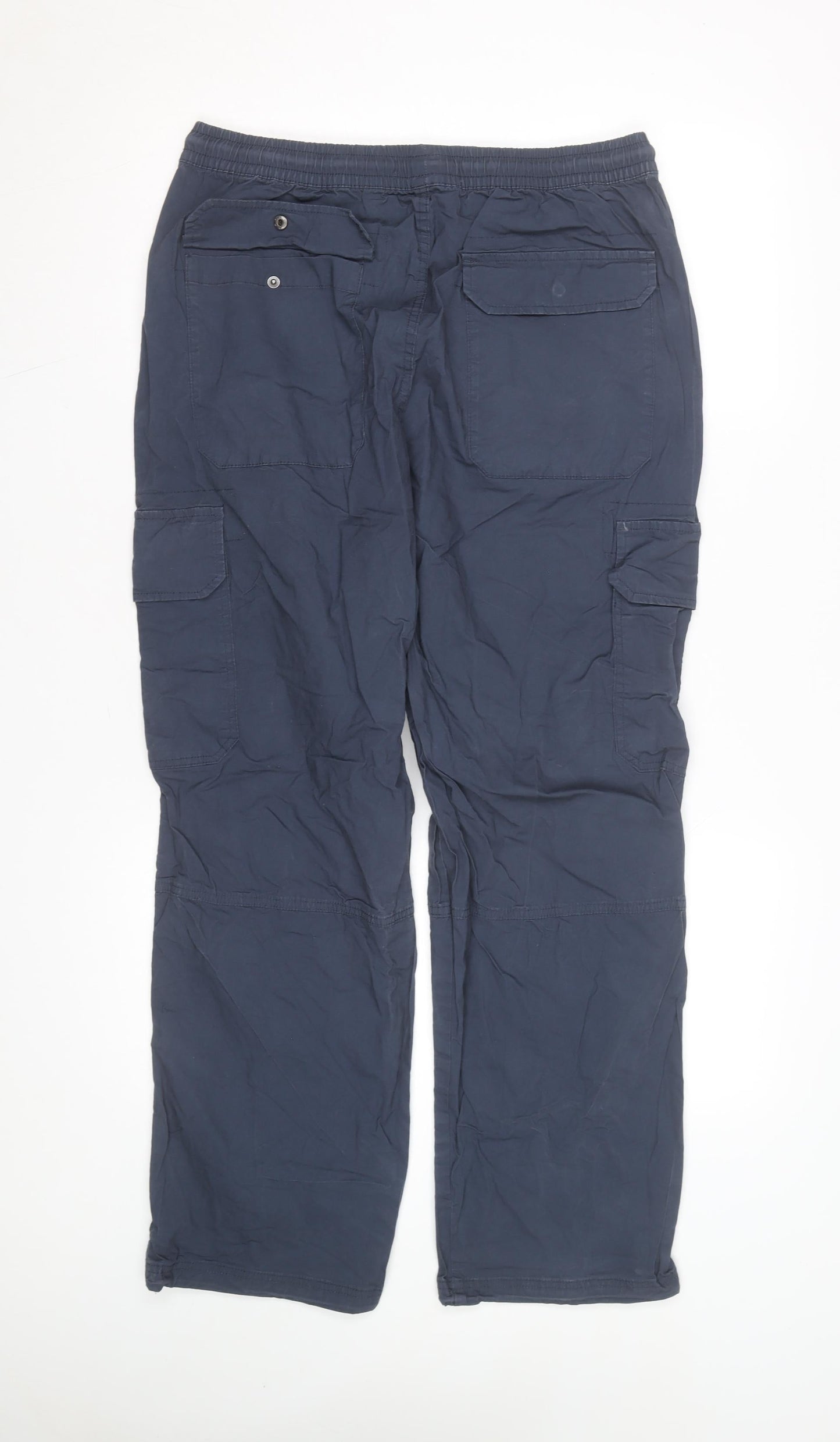 Denim Co. Men's Blue Cargo Trousers M Relaxed Fit Elastic Waist