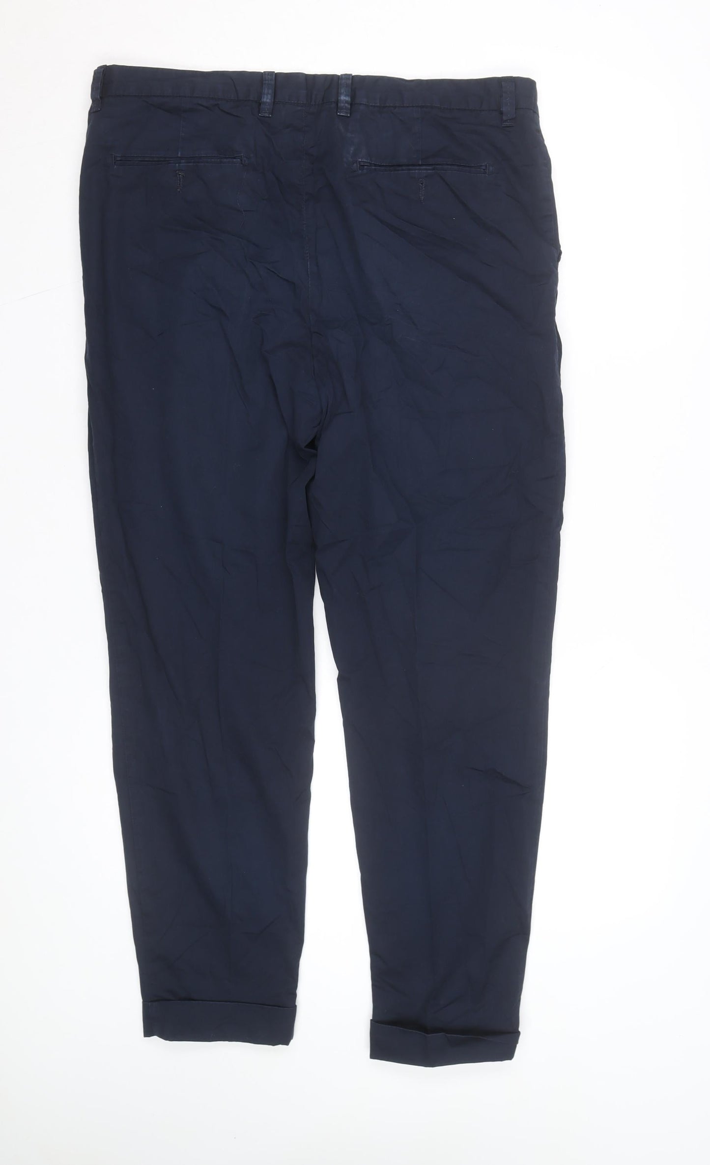 Gutteridge Men's Navy Blue Chino Trousers Size 36 Regular Cotton