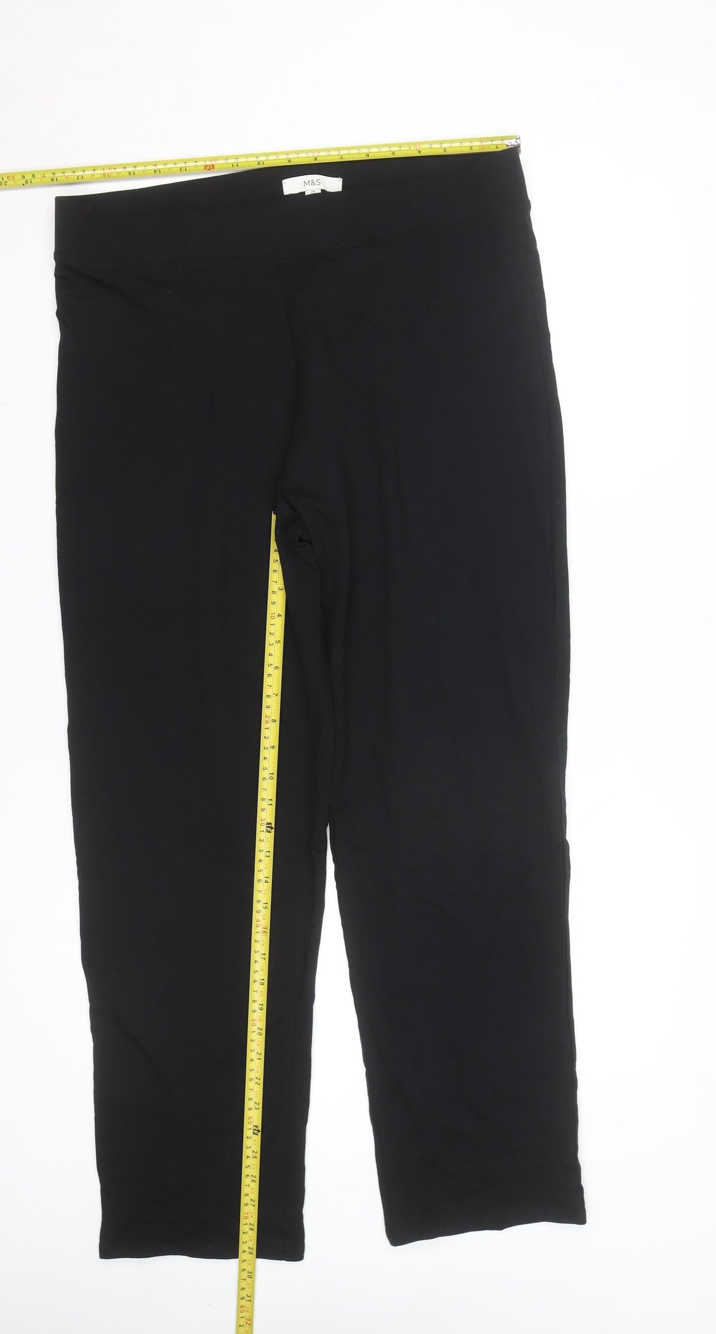 Marks and Spencer Women Black Size 18 Jersey Stretch Leggings