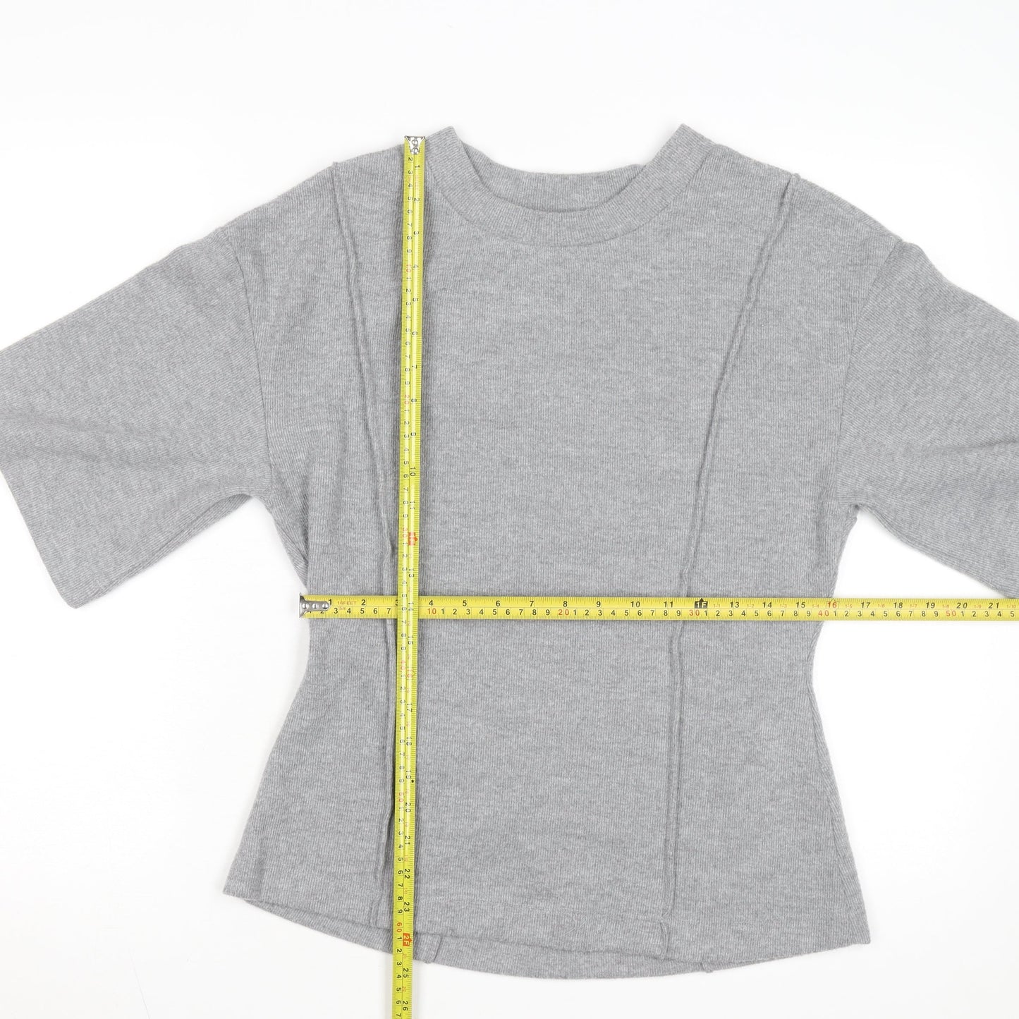 Marks and Spencer Women Grey Size 12 Crew Neck Short Sleeve Knit Jumper