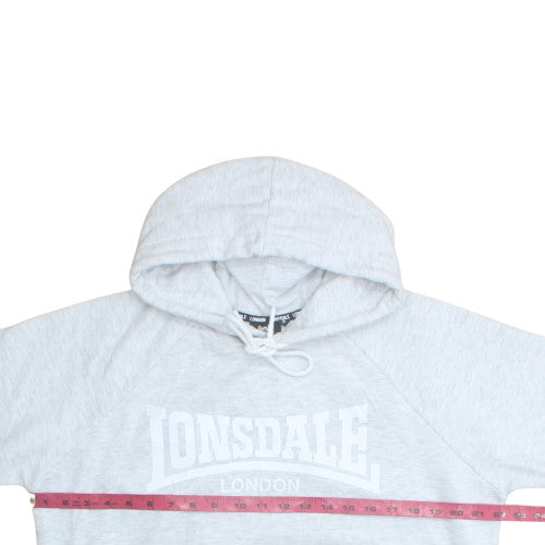 Lonsdale Women Grey Hoodie Size 16 Pullover Cotton Blend