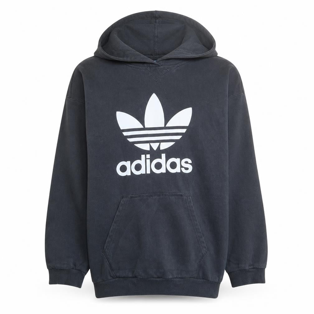 Adidas Womens Black Size 12 Trefoil Pullover Hoodie Sweatshirt