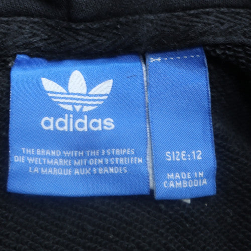 Adidas Womens Black Size 12 Trefoil Pullover Hoodie Sweatshirt