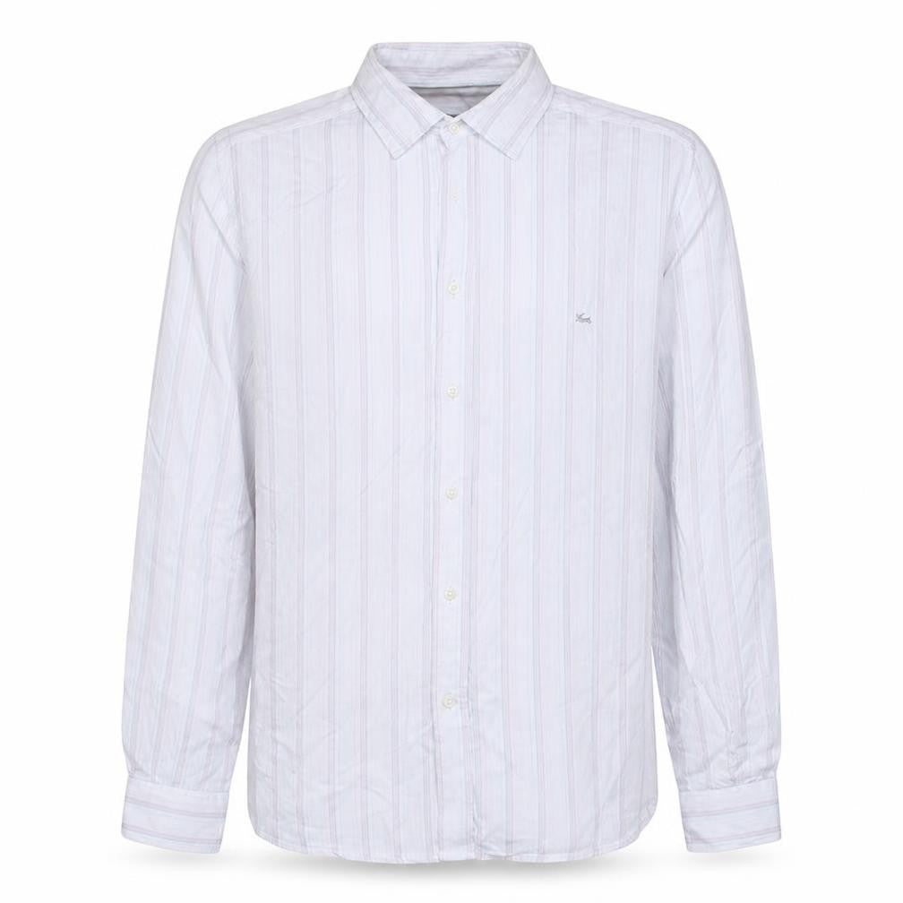 Lacoste Men's White Striped Long Sleeve Cotton Shirt Size 42
