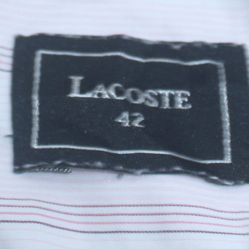 Lacoste Men's White Striped Long Sleeve Cotton Shirt Size 42