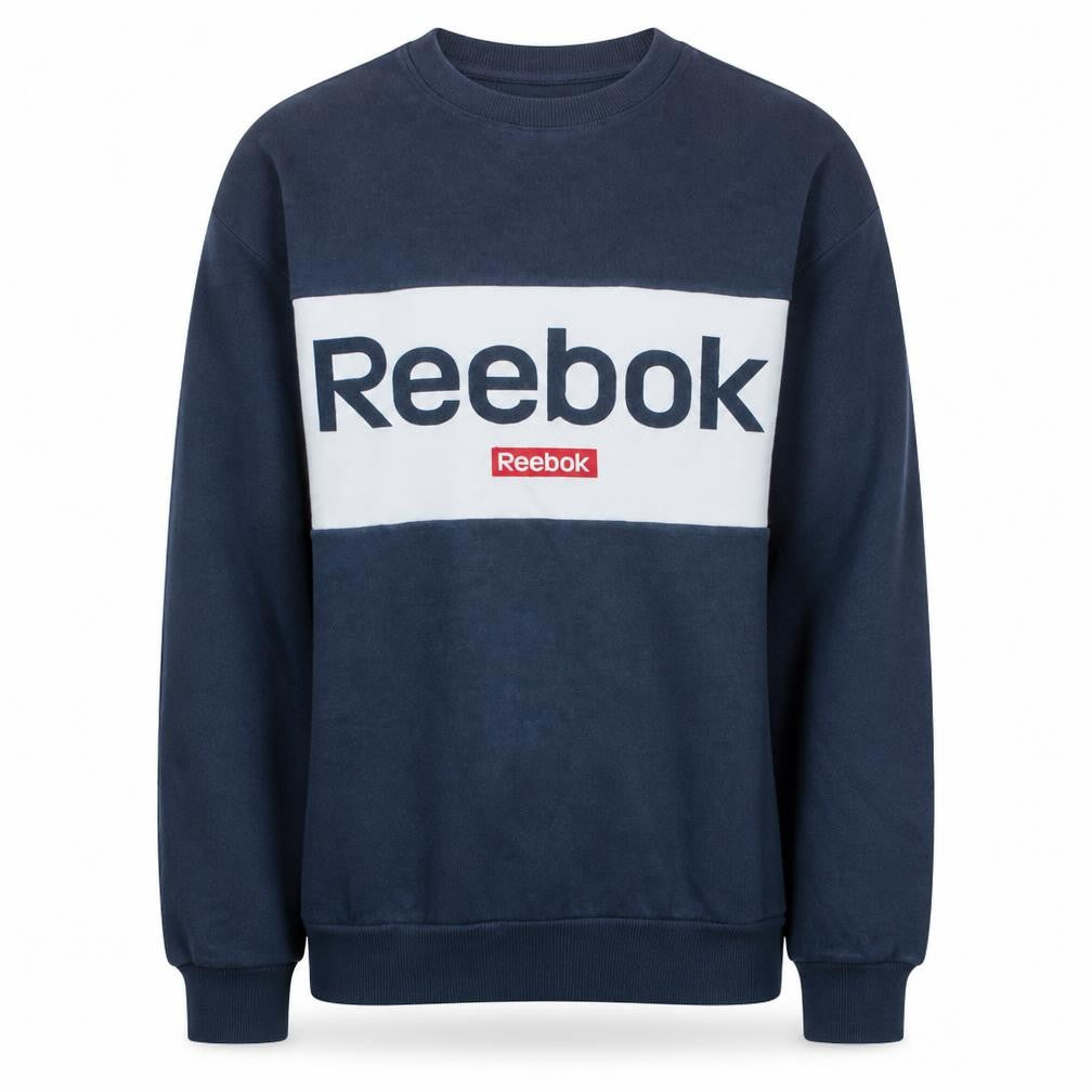 Reebok Men's Blue Pullover Sweatshirt M Crew Neck Logo Sportswear