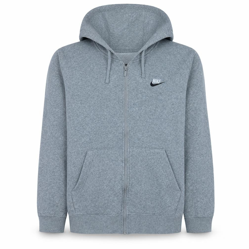 Nike Men's Grey Full Zip Hoodie M Regular Sportswear Fleece