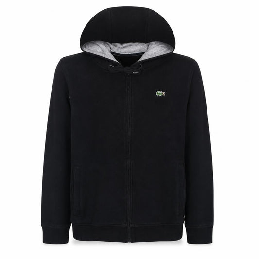 Lacoste Men’s Black Full Zip Hoodie M Hooded Fleece Sweatshirt