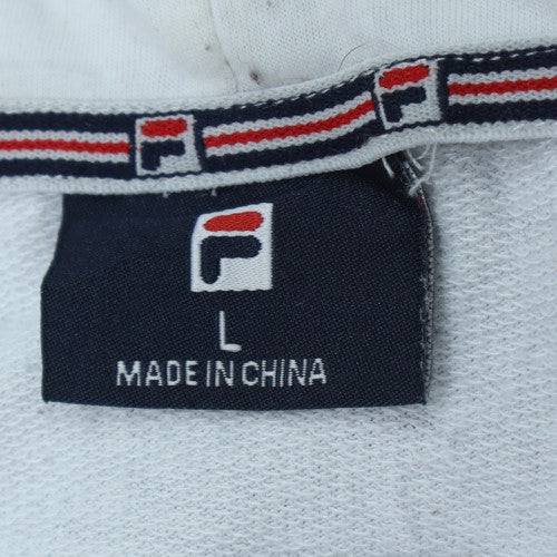 FILA Men’s White Pullover Hoodie L Logo Sports Sweatshirt