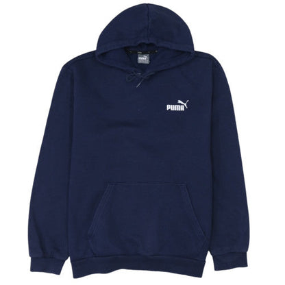 Additional front view of Puma Men's Navy Blue Pullover Hoodie, size M, Logo Design