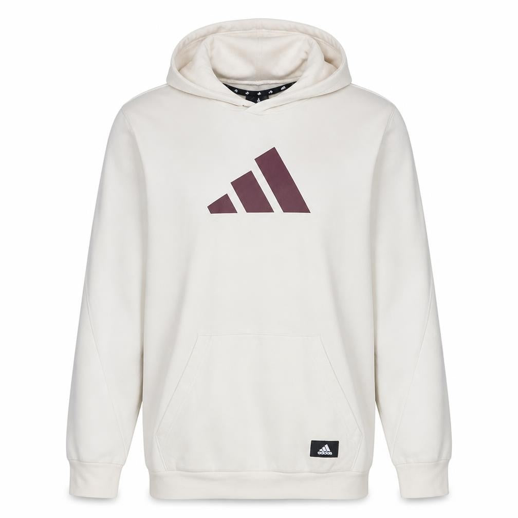 Adidas Men's Beige XL Pullover Hoodie with Logo Print