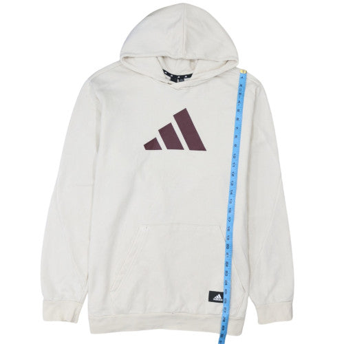 Adidas Men's Beige XL Pullover Hoodie with Logo Print