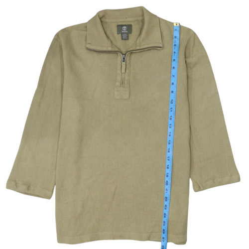 Timberland Men's Beige Cotton 1/4 Zip Regular Fit Jumper M