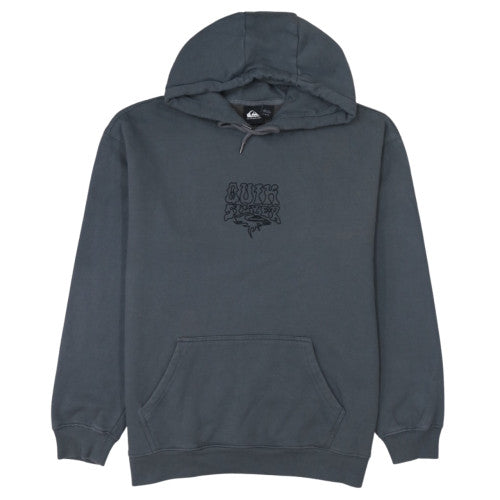 Quiksilver Mens Grey Pullover Hoodie L Fleece Surf Logo