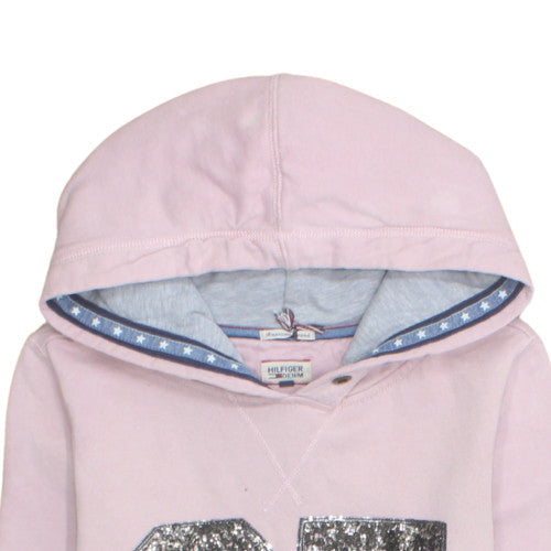 Hilfiger Denim Womens Pink Sequin 85 Pullover Hoodie Size M