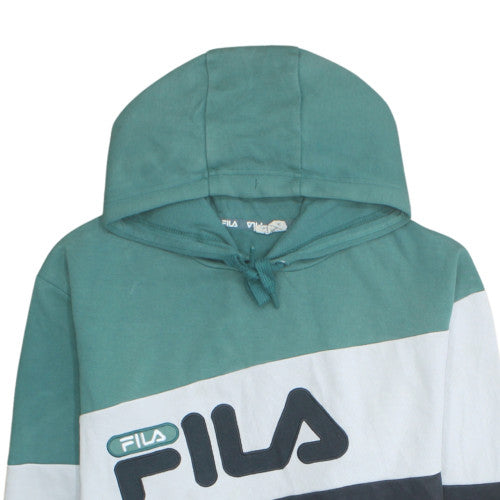 Fila Men's Green Colour Block Pullover Hoodie Size M