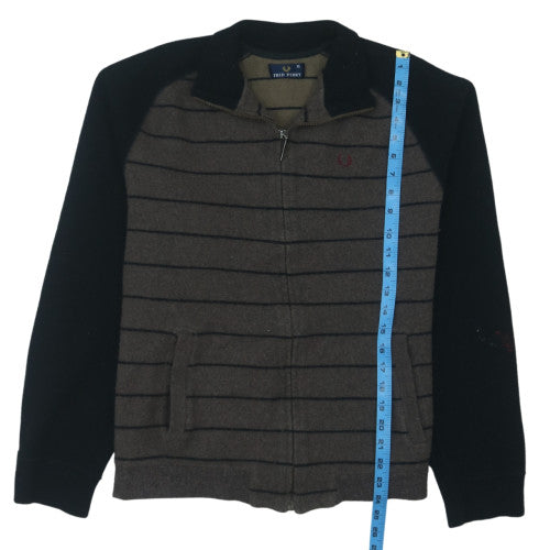 Fred Perry Mens Brown and Black Wool Full Zip Jumper XL
