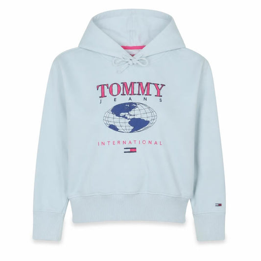 Tommy Jeans Women's White Hooded Pullover Sweatshirt Size M Logo Print