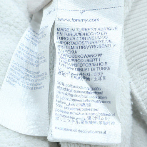 Tommy Jeans Women's White Hooded Pullover Sweatshirt Size M Logo Print