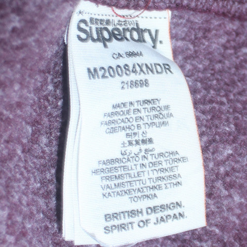 Superdry Men's Purple Full Zip Hoodie Size M Sports Graphic