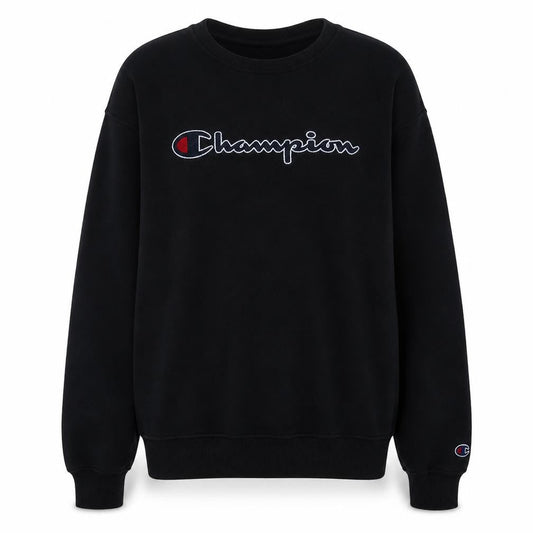 Champion Boys Black 2XL Crew Neck Pullover Sweatshirt with Logo