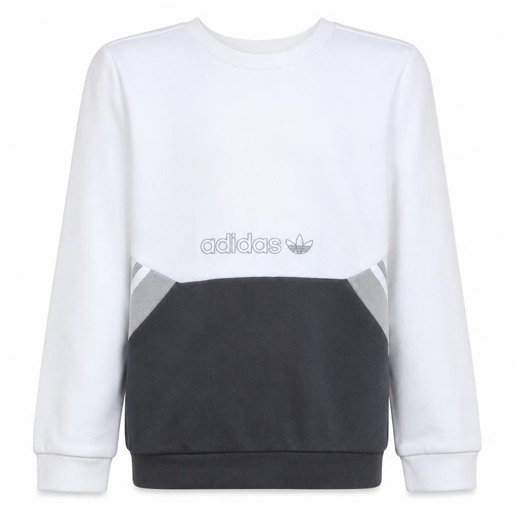 Adidas Boys White & Grey Colourblock Crew Neck Sweatshirt Size 152 (11-12 Years)